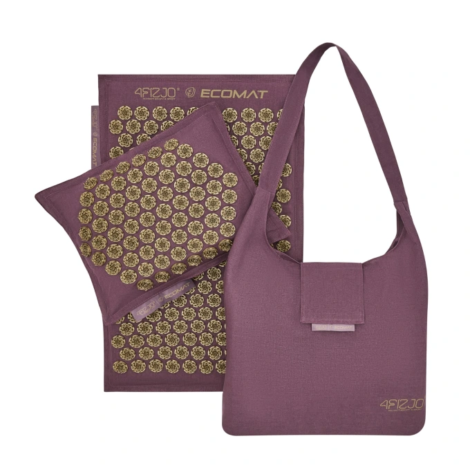 ECO MATA do akupresury z łuskami gryki i kokosem fioletowo - złota