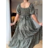 Zielona sukienka w grochy - maxi